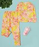 RAINE AND JAINE Cotton Knit Full Sleeves Floral Printed Coordinating Night Suit Set - Yellow & Orange