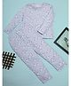 RAINE AND JAINE Cotton Knit Full Sleeves Unicorn & Stars Foil Printed Coordinating Night Suit Set - Purple