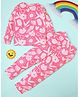 RAINE AND JAINE Cotton Knit Full Sleeves Icecream & Sun Printed Coordinating Night Suit Set - Pink