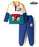 Babyhug Disney Single Jersey Knit Full Sleeves Cut & Sew Polo T-Shirt & Lounge Pant Set with Mickey & Friends Graphic - Blue