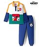 Babyhug Disney Single Jersey Knit Full Sleeves Cut & Sew Polo T-Shirt & Lounge Pant Set with Mickey & Friends Graphic - Blue