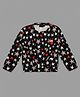 Actuel Knit Full Sleeves Star Printed Top - Black White & Red