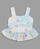 Actuel Sleeveless Floral Printed Bow Detailed Peplum Top - White Beige & Blue