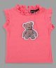Actuel Knit Sleveless Teddy Bear Applique Detailed Top - Coral