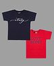 Actuel Cotton Knit Pack Of 2 Half Sleeves Italy Text Printed Tee - Navy Blue & Red