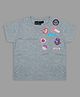 Actuel Cotton Knit Half Sleeves Patch Detailed Top - Grey