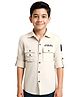 CAVIO Cotton Woven Full Sleeves Success Text Printed Shirt - Cream