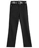 CAVIO Cotton Lycra Woven Solid Trousers With Belt - Black