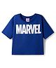 Pine Kids Marvel Terry Knit Oversize Drop Shoulder Half Sleeves T-Shirt with Avengers Graphic - Blue
