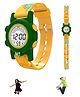 Spiky Race Car Designed Multi Functional Digital Sports Watch - Yellow