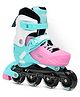 JASPO Sparkle 2.0 Adjustable Inline Roller Skates for Kids & Youth  PU Wheels, ABEC-7 Bearings, Hard Boot,  Aluminium Chassis, 70mm PU 85A Wheels Cyan-L
