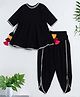 The Magic Wand Rayon Woven Three Fourth Sleeves Gota Lace Embellished Anarkali Kurti & Dhoti Set - Black