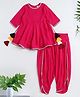 The Magic Wand Rayon Woven Three Fourth Sleeves Gota Lace Embellished Anarkali Kurti & Dhoti Set - Fuchsia