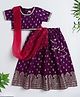 The Magic Wand Jacquard Woven Half Sleeves Leaves Foil Printed & Gota Lace Embellished Choli Lehenga With Dupatta Set - Purple