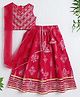 The Magic Wand Cotton Woven Sleeveless Ethnic Motif Printed & Gota Lace Embellished Lehenga Choli Set With Dupatta Set - Fuchsia