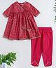 The Magic Wand Woven Three Forth Sleeves Floral Foil Printed Kurti & Pant Set - Fuchsia