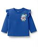 Babyhug Disney Single Jersey Knit Full Sleeves T-Shirt with Minnie Mouse Front & Back Graphic & Frill Detailing - Blue