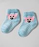 Model Knit Winterwear Socks With Stripes & Bear Print - Light Blue
