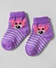 Model Knit Winterwear Socks With Stripes & Bear Print - Purple