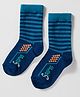Model Knit Winterwear Socks With Stripe & Text Design - Navy Blue