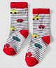 Model Knit Winterwear Socks With Stripes & Vehicle Design - Red