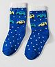 Model Knit Winterwear Socks With Vehicle Design - Blue
