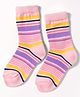 Model Knit Ankle Length Winter Wear Striped Socks - Light Pink