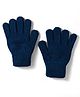 Model Knitted Solid Gloves - Navy Blue