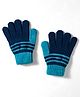Model Knitted Color Blocked Gloves - Navy Blue