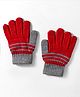 Model Knitted Color Blocked Gloves - Red