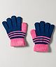 Model Knitted Color Blocked Gloves - Navy Blue