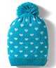 Model Knitted Heart Designed Winter Cap Light Blue - Diameter 7 cm