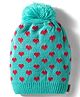 Model Knitted Heart Designed Winter Cap Sea Green - Diameter 7 cm