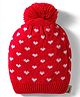 Model Knitted Heart Designed Winter Cap Red - Diameter 7 cm