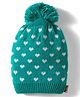 Model Knitted Heart Designed Winter Cap Mint Green - Diameter 7 cm