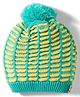 Model Knitted Striped Winter Cap Sea Green - Diameter 7 cm