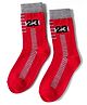 Model Knit Winterwear Socks With Number Design - Red & Grey