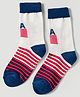 Model Knit Winterwear Socks With Stripe Design - Navy Blue & White