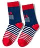 Model Knit Winterwear Socks With Stripe Design - Navy Blue & Red