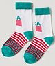 Model Knit Winterwear Socks With Stripe Design - Sea Green & White