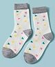 Model Knit Winterwear Socks With Rectangle Design - Grey & White