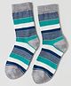 Model Knit Winterwear Socks With Stripe Design - Grey & Navy Blue