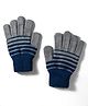 Model Knitted Striped Gloves - Light Grey