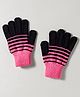 Model Knitted Striped Gloves - Black