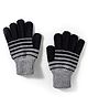 Model Knitted Striped Gloves - Black