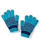 Model Knitted Striped Gloves - Blue