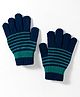 Model Knitted Striped Gloves - Navy Blue