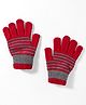 Model Knitted Striped Gloves - Red