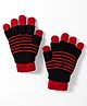 Model Knitted Striped Gloves - Red