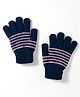 Model Knitted Striped Gloves - Navy Blue